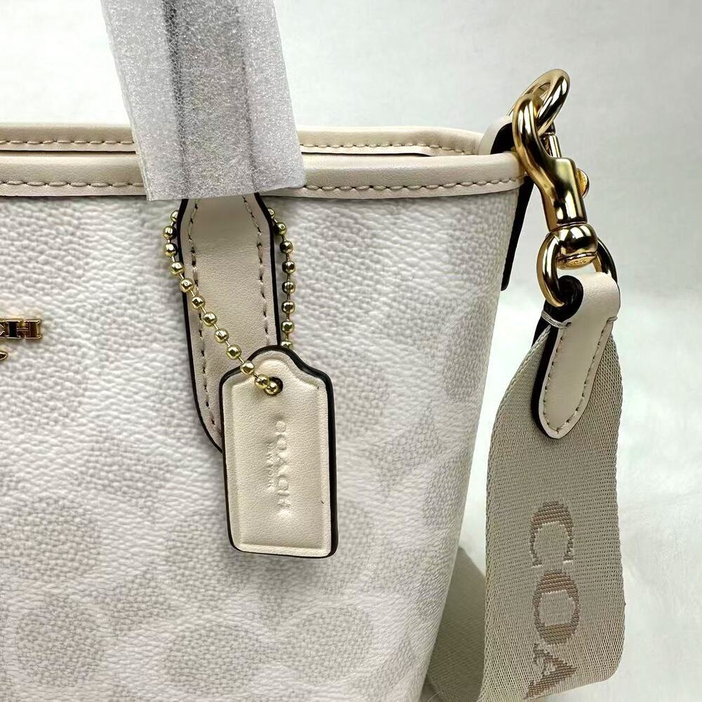 Coach Mini City Tote Bag Crossbody Shoulder Signature Canvas White/Chalk CW032 - Picture 6 of 12